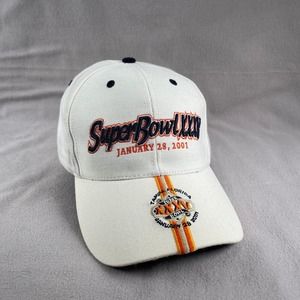 Super Bowl XXXV Hat Mens OS White Wool Baltimore Ravens NY Giants‎ Y2k